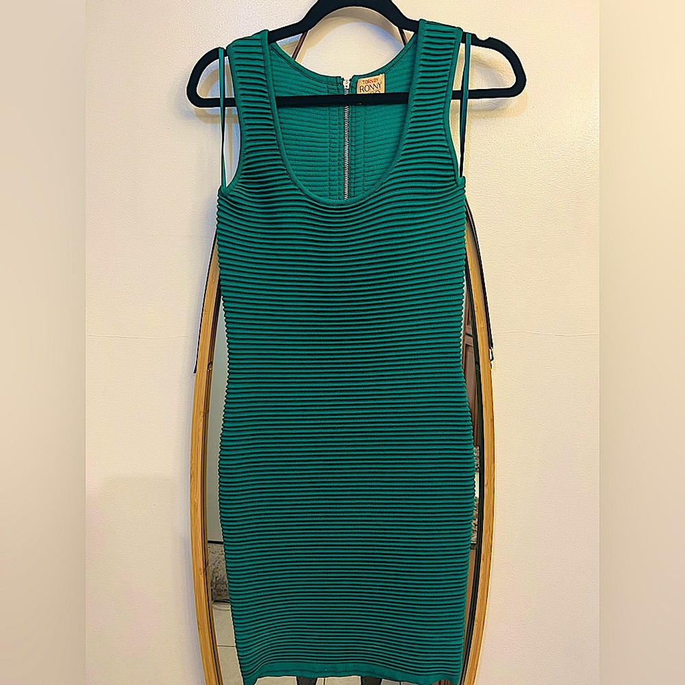 Torn by Rony Kobo green zip up mini Dress